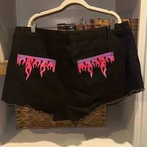 Black and Pink Flame Women's Shorts NWOT